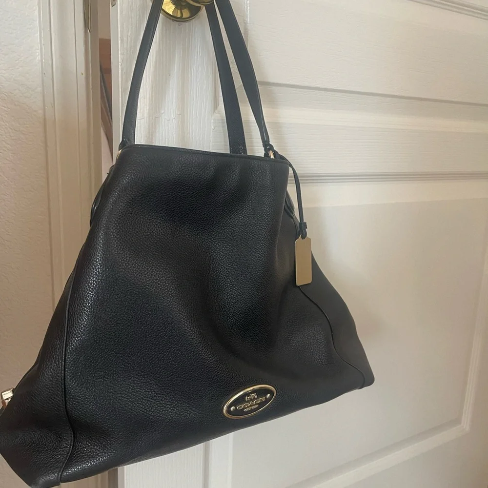 Coach Black Pebbled Leather Hobo with Gold Hardware